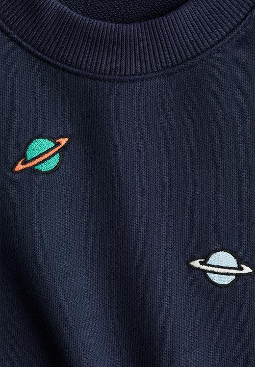 H&M - Printed crew-neck sweatshirt - navy blue/saturn