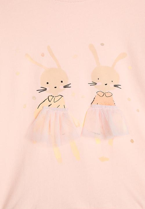 Pop Candy - Tulle bottom sweater dress - pink/bunnies