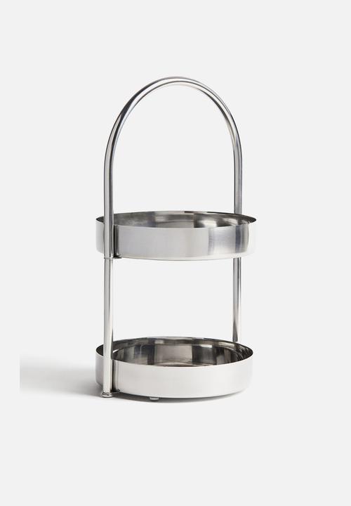 Two-tiered tray - silver-coloured
