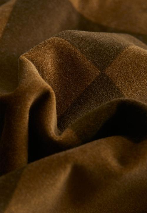 H&M - Checked velvet cushion cover - dark olive green/checked 
