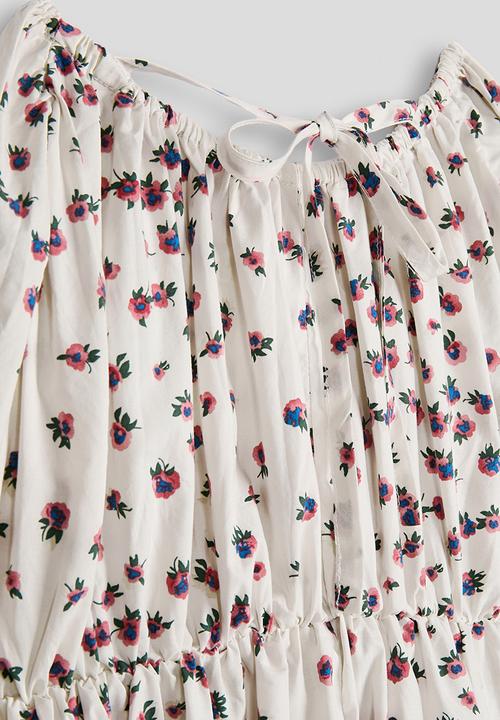 Pop Candy - Gyspy dress with elasticated waist - eggshell/floral aop