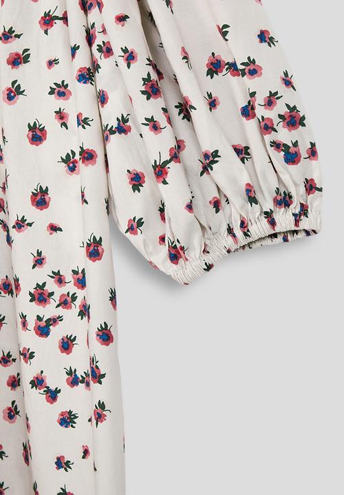 Pop Candy - Gyspy dress with elasticated waist - eggshell/floral aop