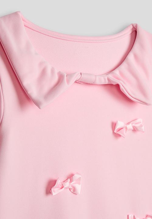 Pop Candy - Collared sweatshirt dress - pink/bow aop