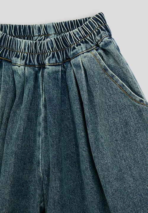 Pop Candy - Pleated waist wide leg jeans - blue
