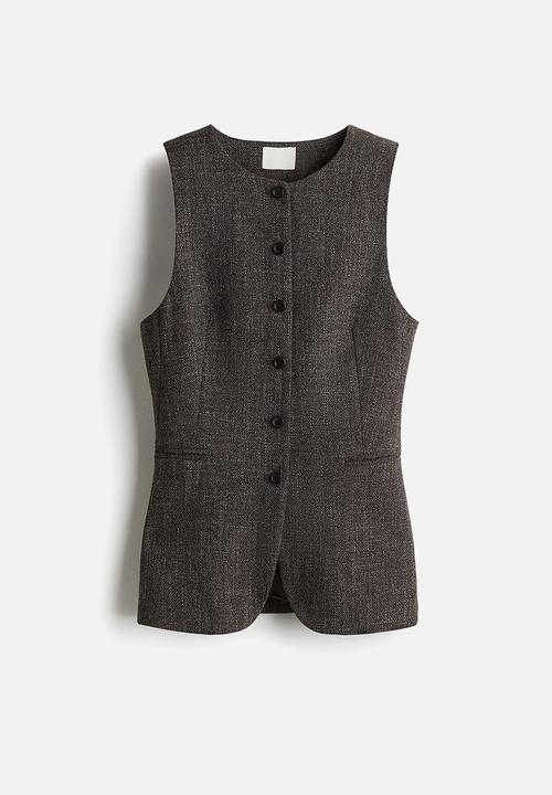 H&M - Long waistcoat - dark brown marl 