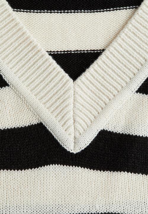 H&M - Sweater vest - white & black striped
