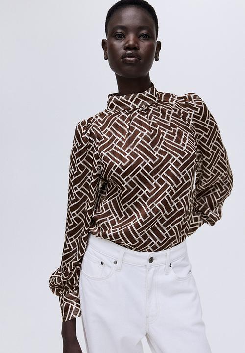 mya　L'Appartement Stand Collar Blouse Stand-collar blouse - brown/patterned - 1292620004