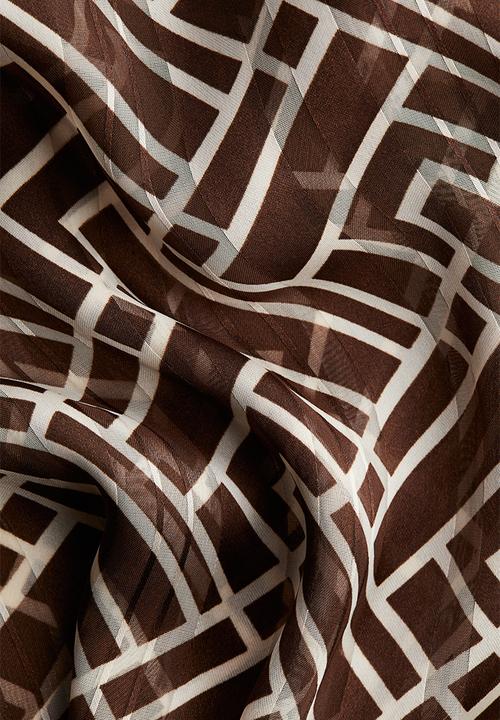H&M - Stand-collar blouse - brown patterned