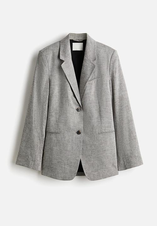 H&M - Linen-blend blazer - light grey marl