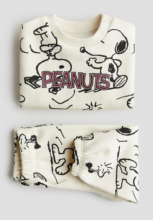 H&M - 2-Piece printed sweatshirt set - cream/snoopy