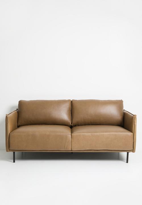 Lazslo Leather 3 Seater Sofa - Tan