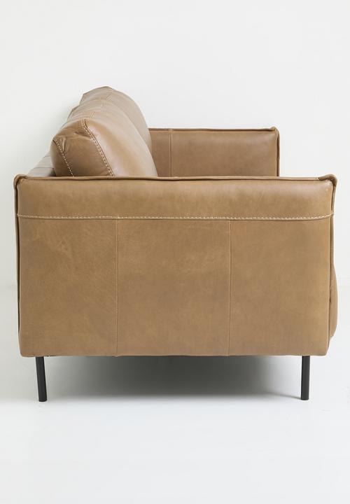 Sixth Floor - Lazslo Leather 3 Seater Sofa - Tan