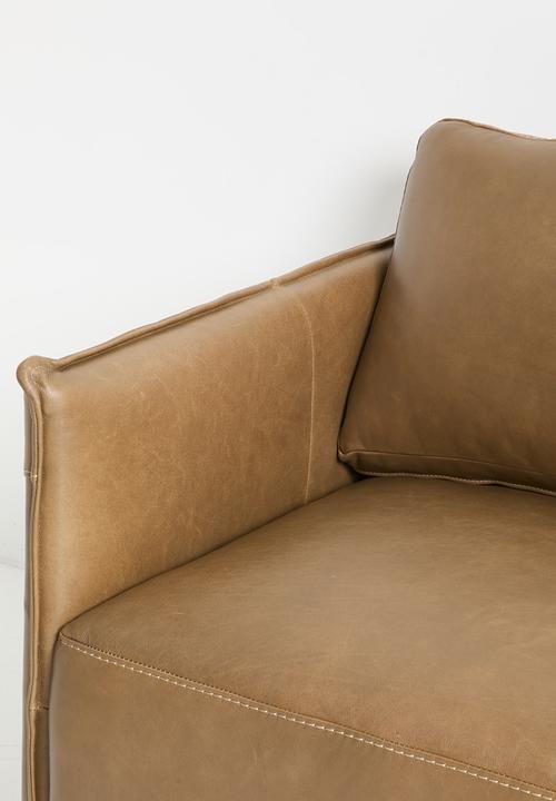 Sixth Floor - Lazslo Leather 3 Seater Sofa - Tan