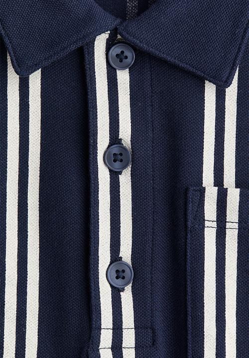 H&M - Cotton piqué polo shirt - navy blue/striped