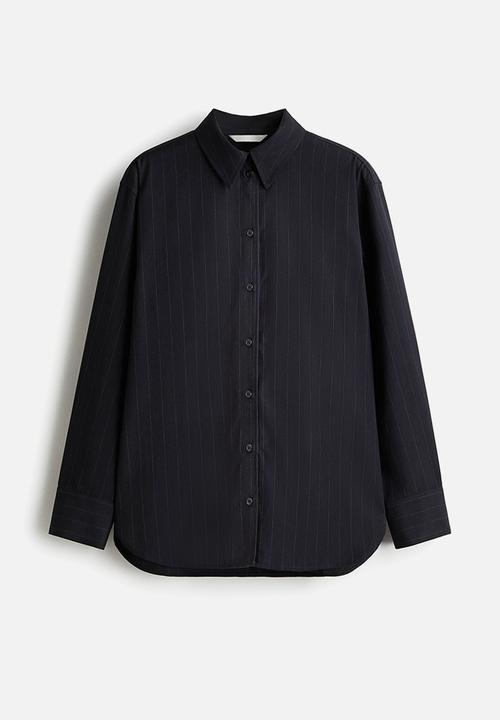 H&M - Oversized shirt - navy blue pinstriped