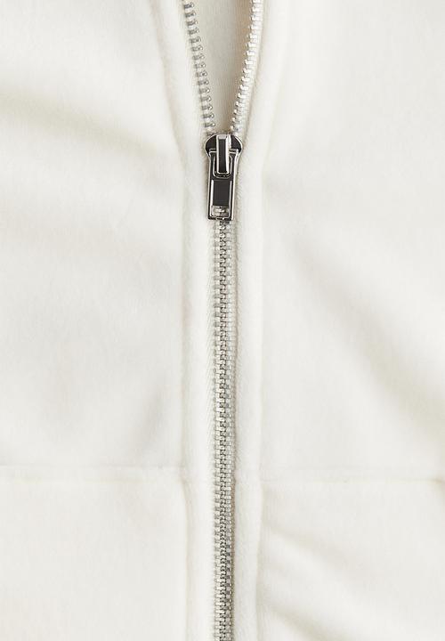 H&M - Velour zip-through hoodie - white