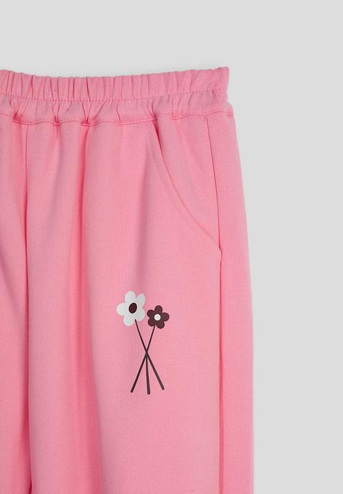 Pop Candy - Floral applique sweatshirt & sweatpants - carnation pink