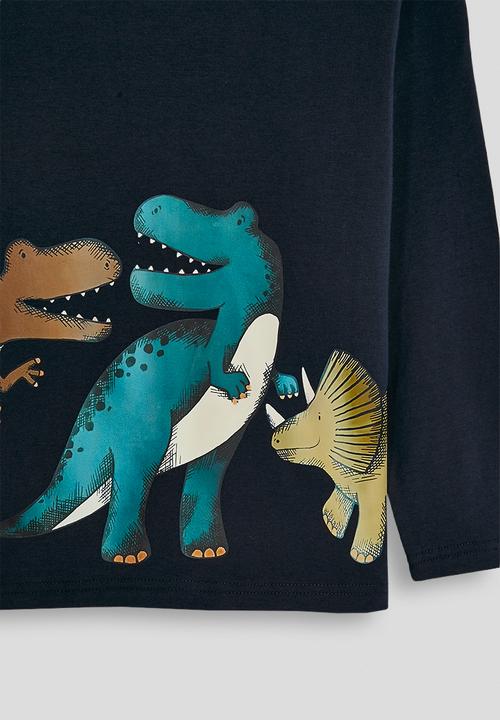 Pop Candy - Dino graphic sweatshirt with joggers - navy/dark gold/stripes