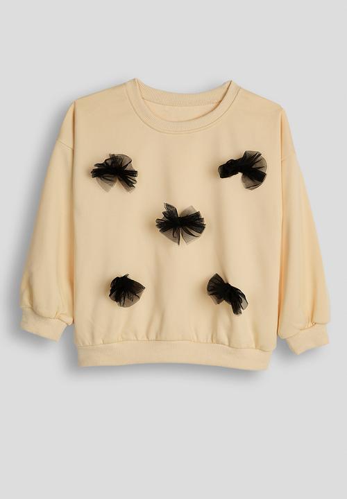 Pop Candy - Tulle bow applique sweat top & leggings - barley/black
