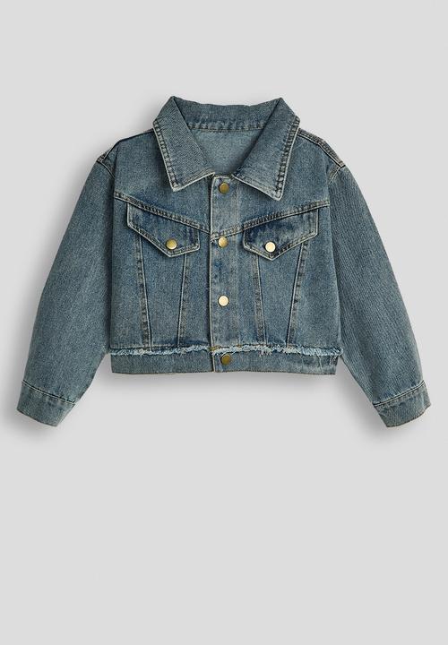 Pop Candy - Sunbleached denim jacket & wide leg jeans - blue