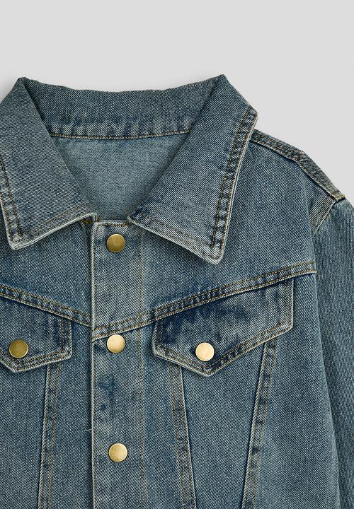 Pop Candy - Sunbleached denim jacket & wide leg jeans - blue