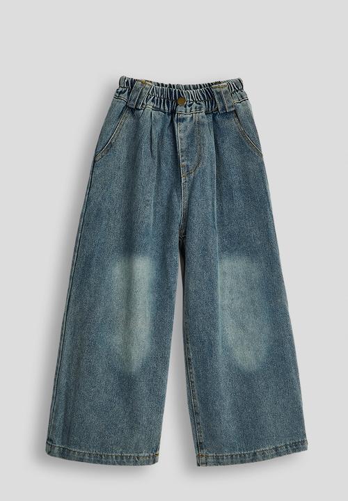 Pop Candy - Sunbleached denim jacket & wide leg jeans - blue