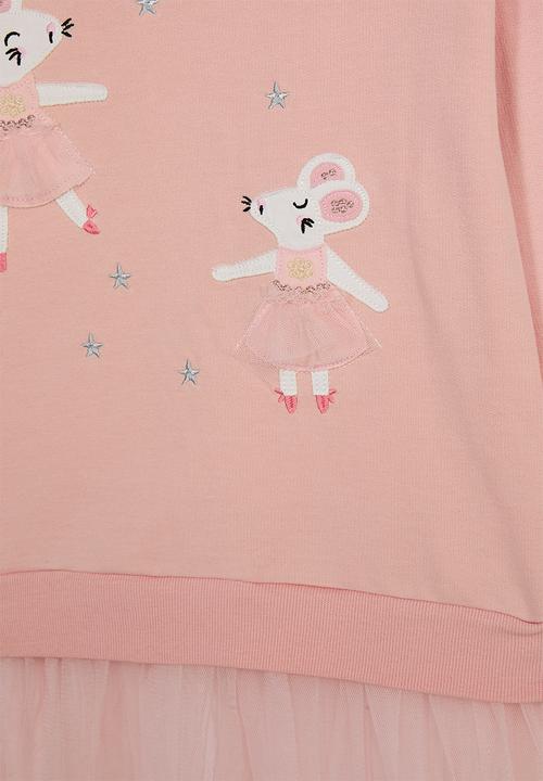 Pop Candy - Tulle skirt sweat top with leggings - baby pink/mice