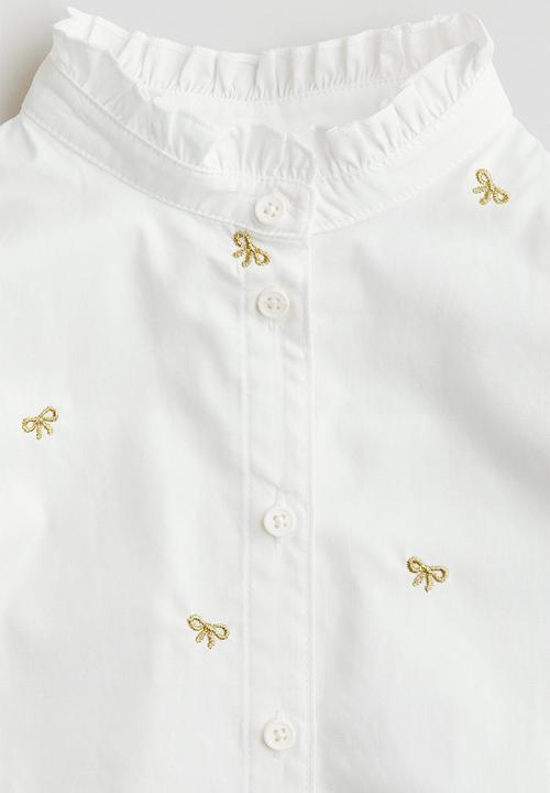 H&M - Cotton poplin blouse - white/bows