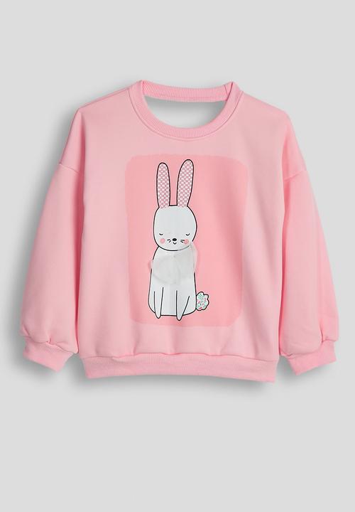Pop Candy - Bunny placement print sweatshirt with flared leggings - pink/cream