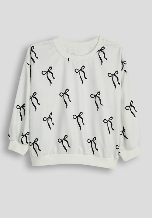 Pop Candy - Aop sweat top & bow applique leggings - white/black