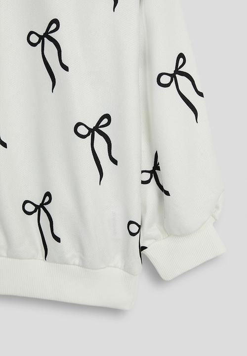 Pop Candy - Aop sweat top & bow applique leggings - white/black