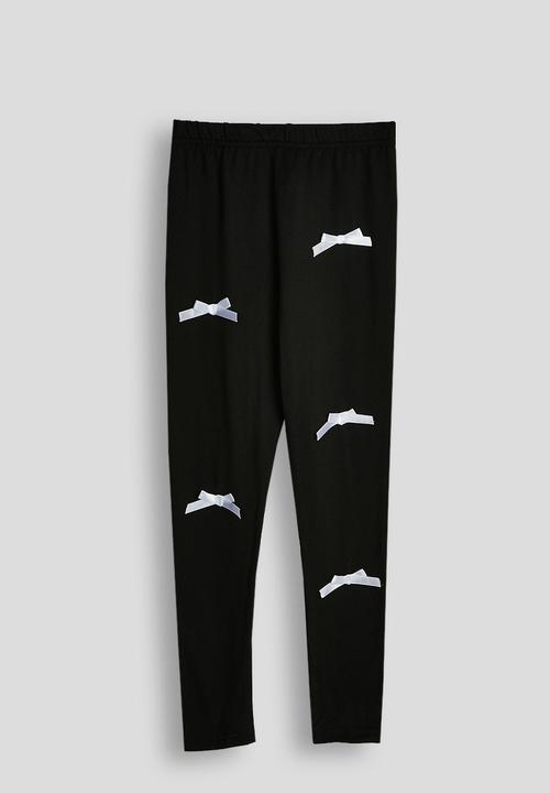 Pop Candy - Aop sweat top & bow applique leggings - white/black