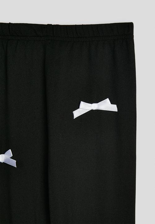 Pop Candy - Aop sweat top & bow applique leggings - white/black
