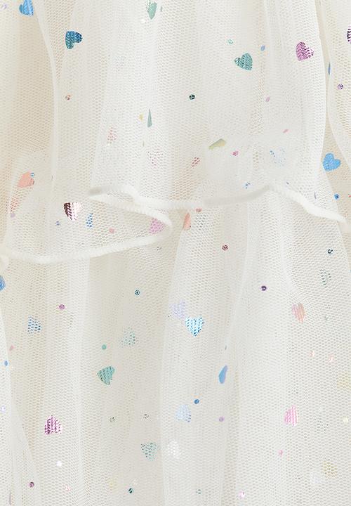 H&M - Tiered tulle dress - white/hearts