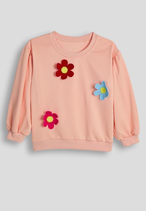 Pop Candy - Floral applique sweat top & aop leggings - pink/black