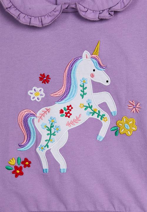 Pop Candy - Unicorn embroidered tulle hem sweatshirt & leggings - purple/cream