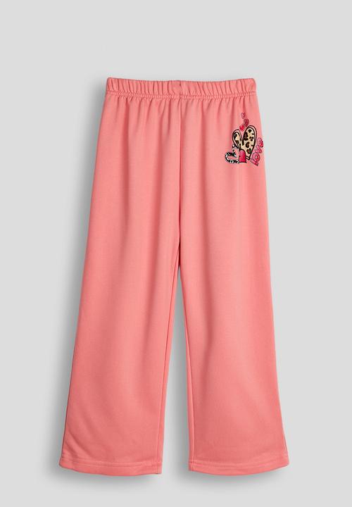 Pop Candy - Heart graphic sweat top & wide leg pants - pink