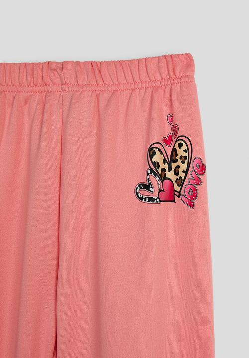Pop Candy - Heart graphic sweat top & wide leg pants - pink
