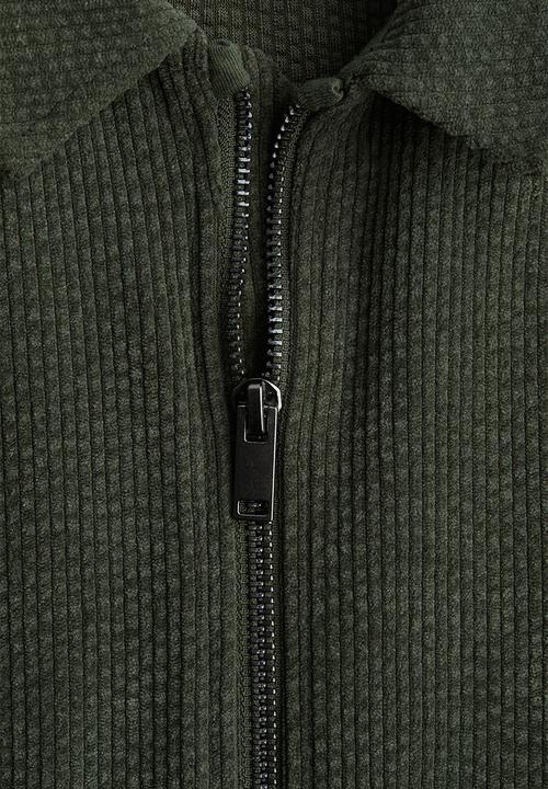H&M - Ribbed velour shacket - dark green
