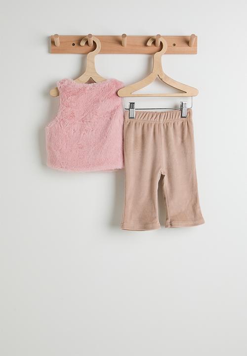 Pop Candy - Plush fabric vest with fleece leggings - pink/beige