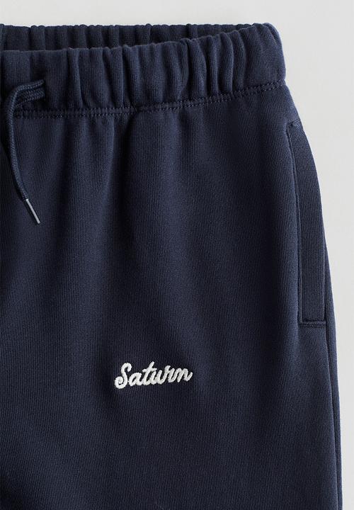 H&M - Embroidery-detail cotton joggers - navy blue/saturn 