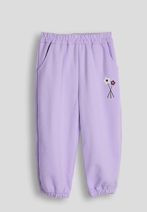 Pop Candy - Floral applique sweatshirt & sweatpants - pale purple