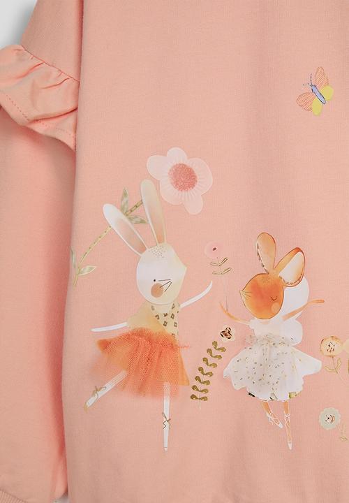Pop Candy - Bunny ballerina sweatshirt with printed leggings - pink/flowers