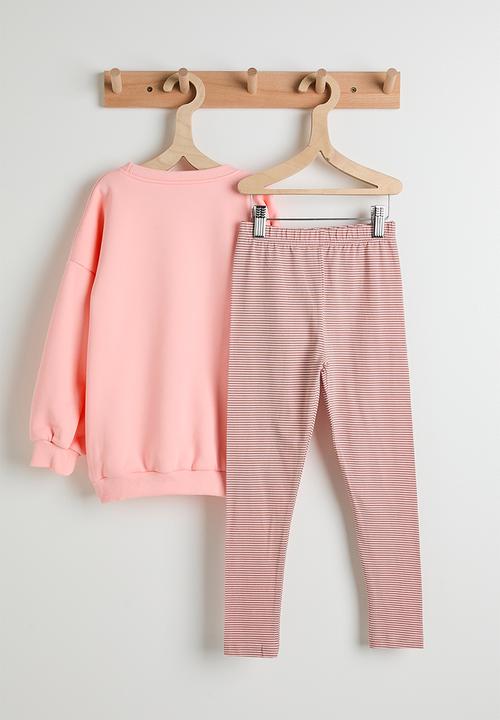 Pop Candy - Graphic sweatshirt with leggings - pink/dusty pink stripes