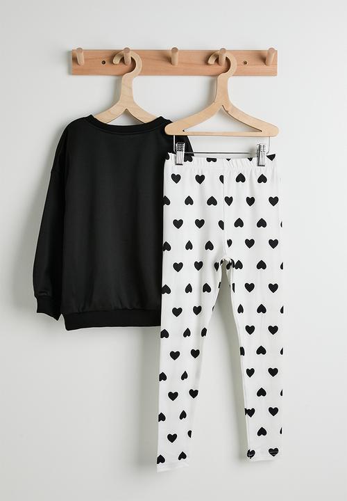 Pop Candy - Sweat top & leggings - black/white/hearts