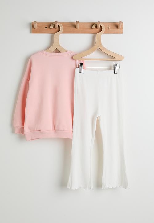 Pop Candy - Ballerina graphic sweatshirt with ribbed leggings - pink/white