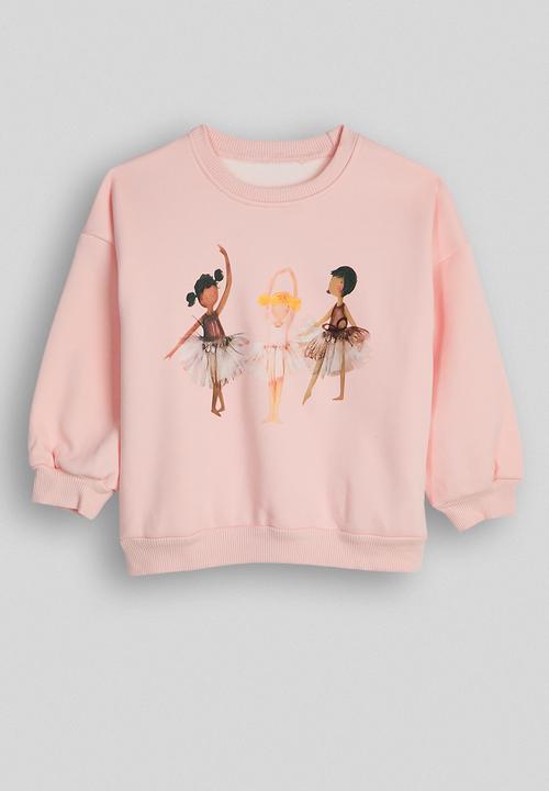 Pop Candy - Ballerina graphic sweatshirt with ribbed leggings - pink/white