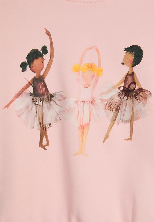 Pop Candy - Ballerina graphic sweatshirt with ribbed leggings - pink/white