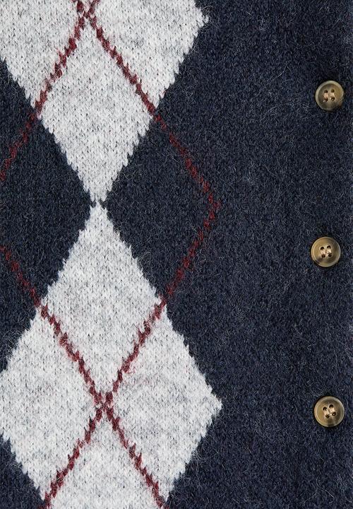H&M - Jacquard-knit cardigan - navy blue/argyle pattern