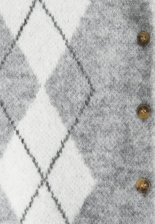 H&M - Jacquard-knit cardigan - grey marl argyle pattern